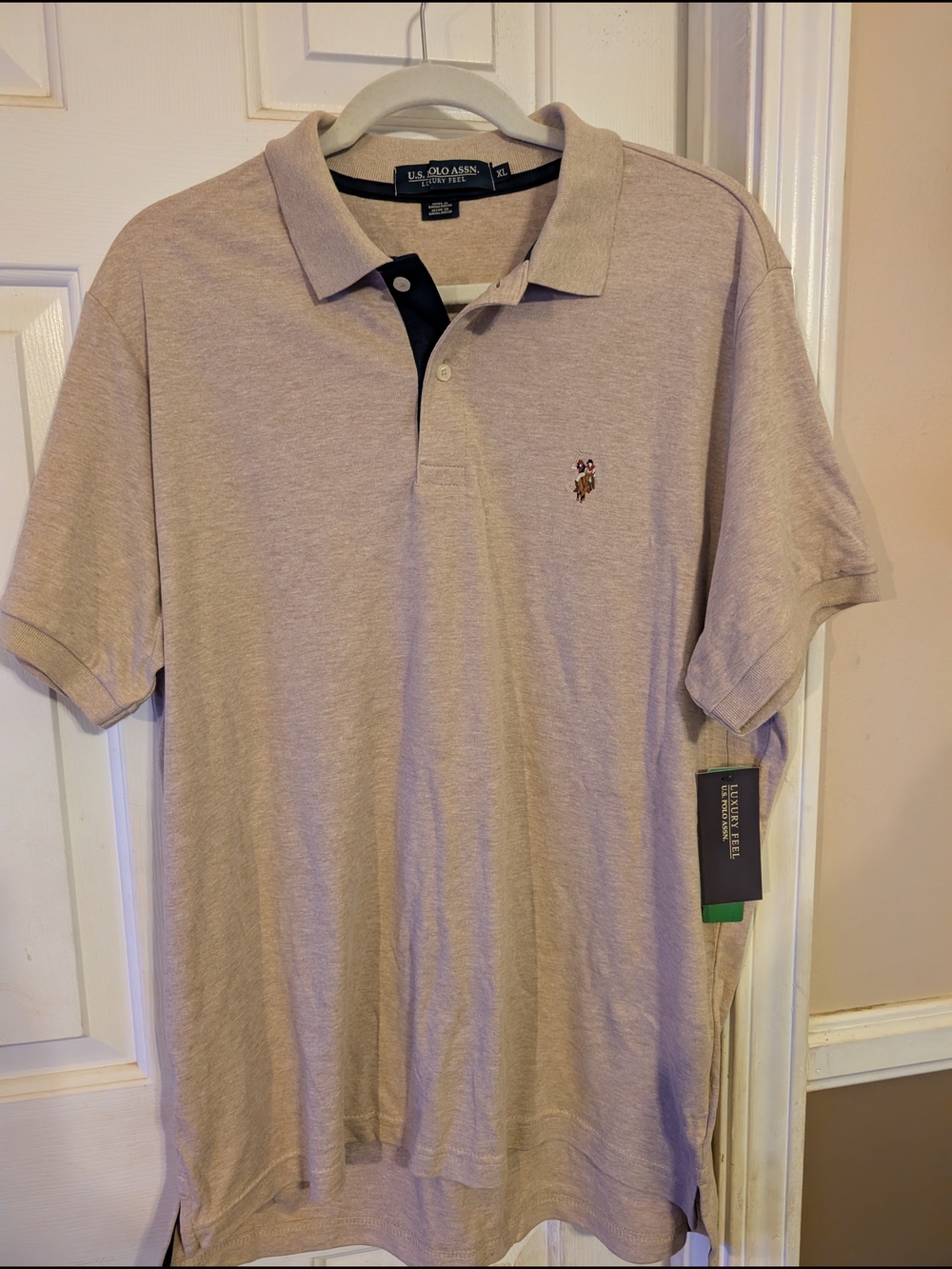 U.S. Polo Assn. Men's Light Beige Polo with Embroidered Logo